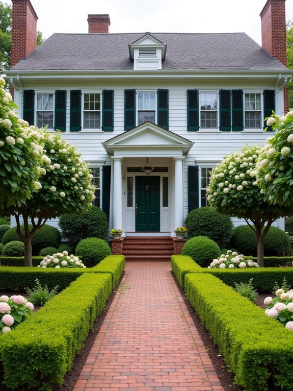 symmetrical colonial garden design