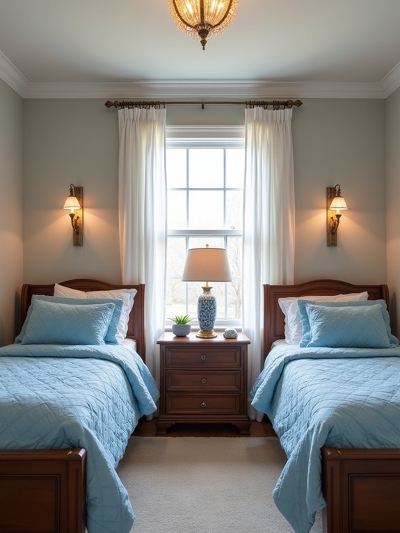 symmetrical twin bed arrangement