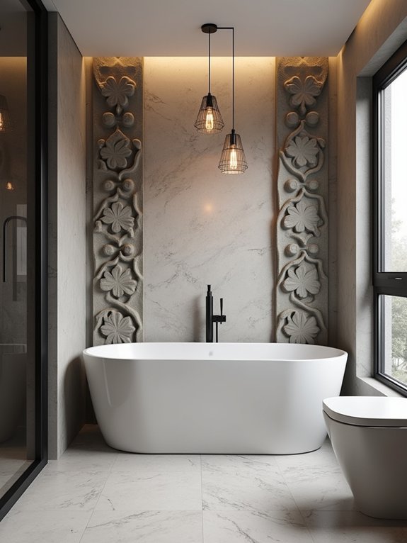 textured wall treatments enhance bathrooms