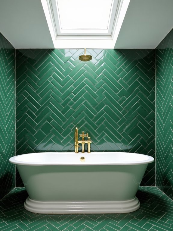timeless green herringbone design
