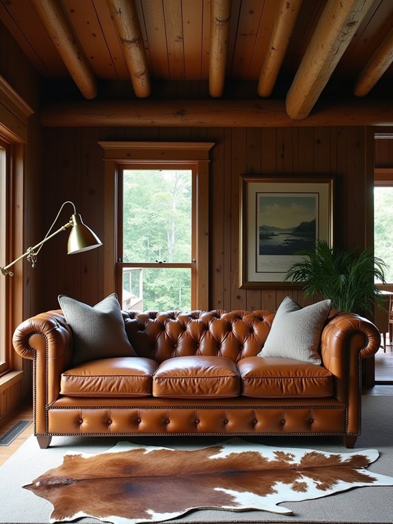 timeless leather cabin furnishings