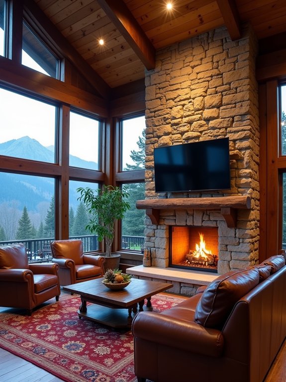 timeless natural stone fireplace