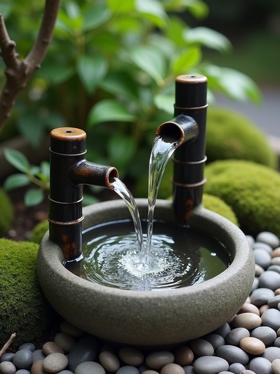 traditional bamboo fountain installation