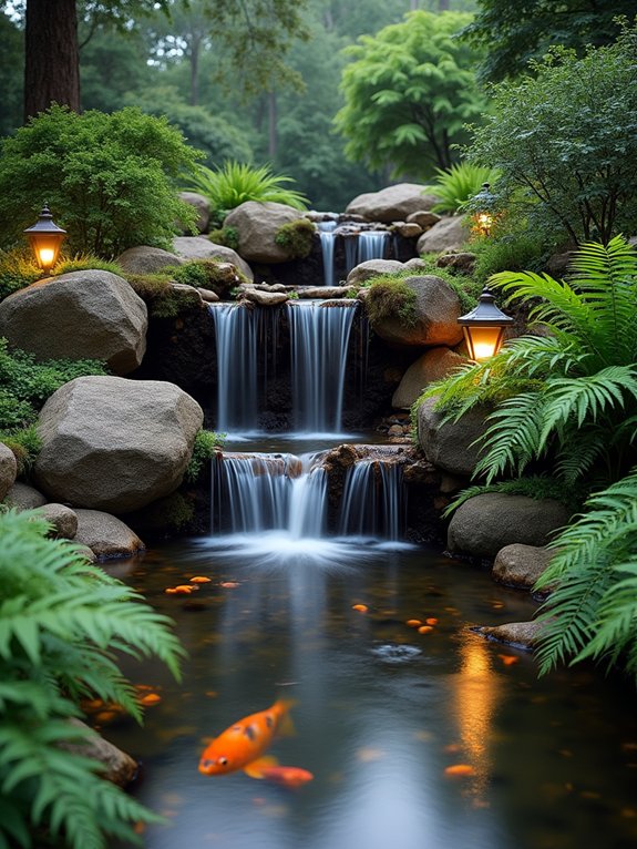 tranquil indoor waterfall features