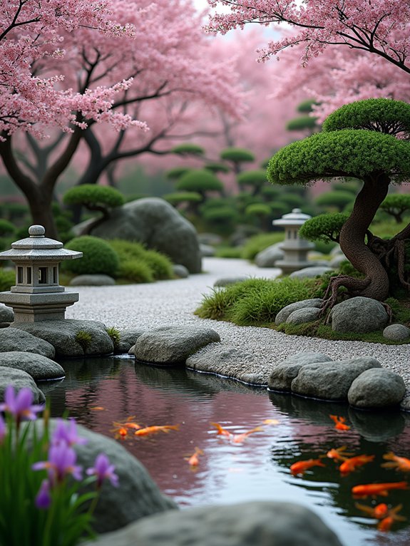 tranquil japanese flower gardens