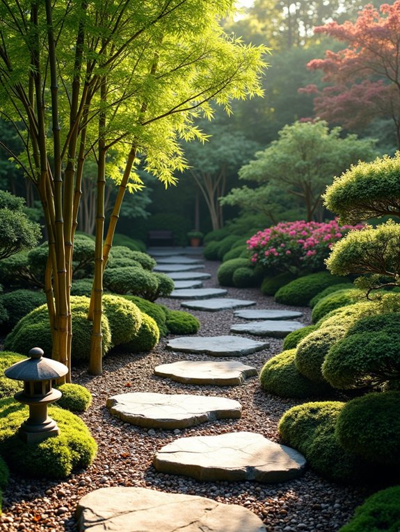 tranquil winding tea garden path