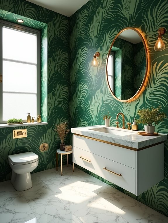 transform bathroom with wallpaper