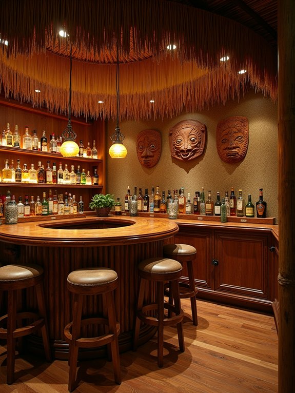 tropical basement tiki bar