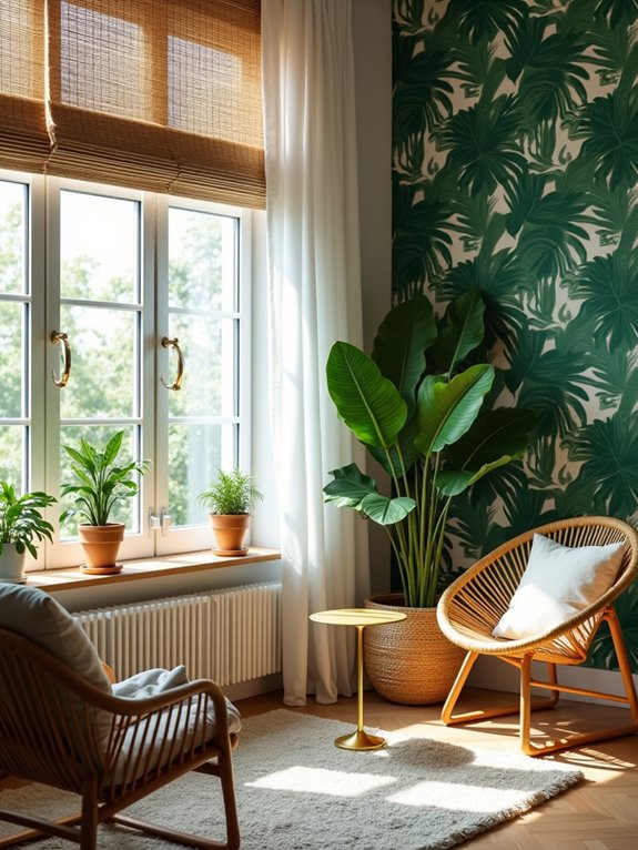 tropical botanical wallpaper accents