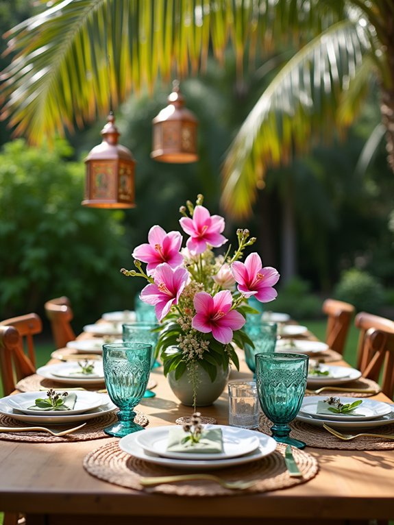 tropical garden party decor