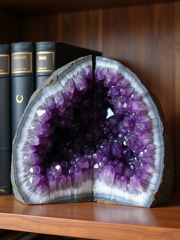 unique amethyst geode bookends