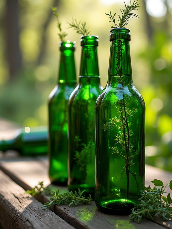 upcycled wine bottle herb planters