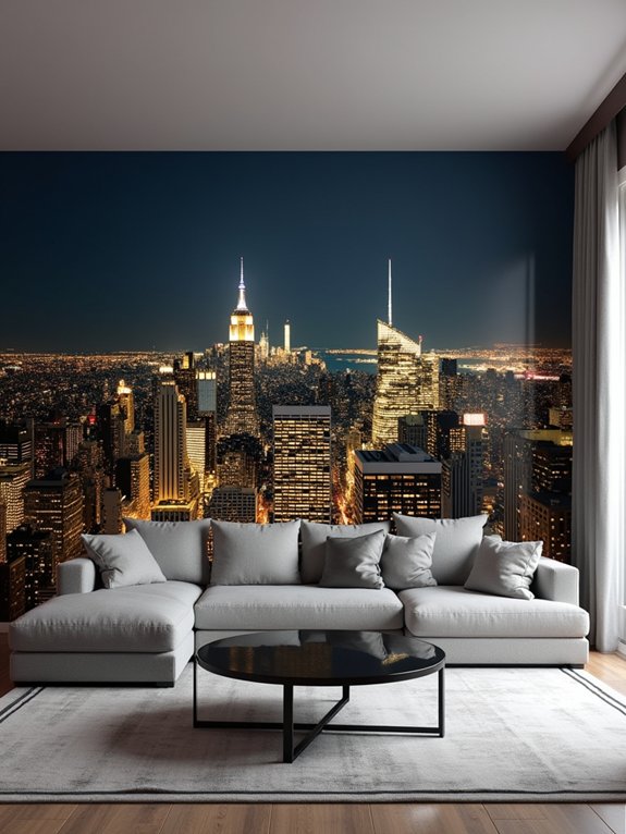 urban skyline wall murals