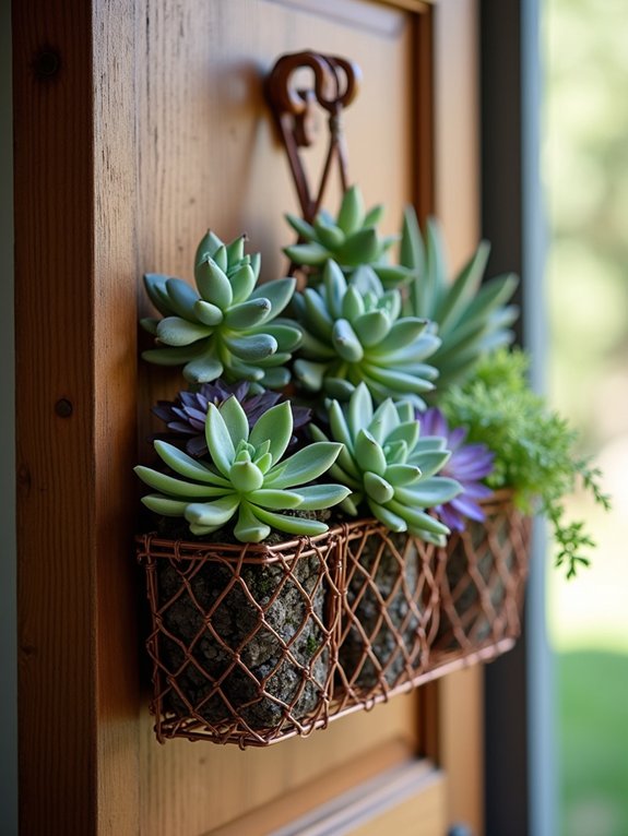 vertical succulent door garden