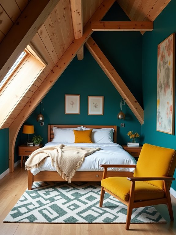 vibrant attic bedroom transformation