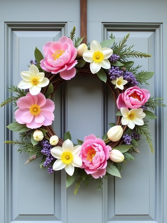 vibrant floral easter wreath