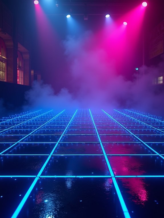 vibrant retro neon grids