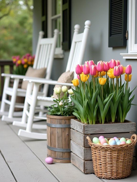 vibrant tulip potted arrangements