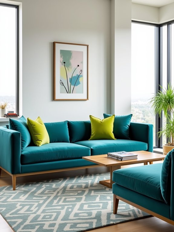 vibrant turquoise and lime