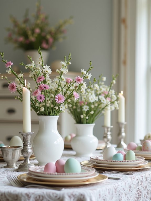 vintage floral easter table