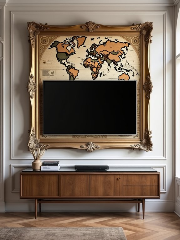 vintage map tv frame