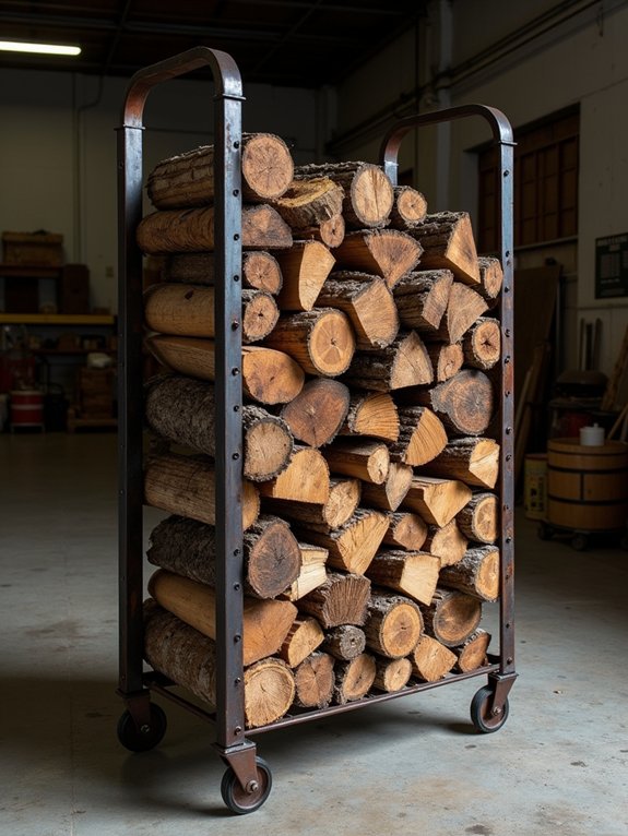 vintage metal firewood rack