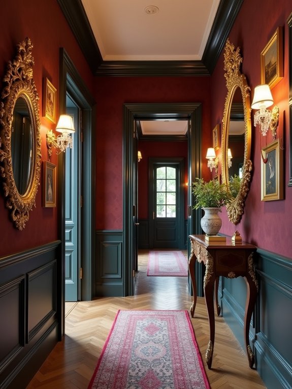vintage mirrors enhance hallways
