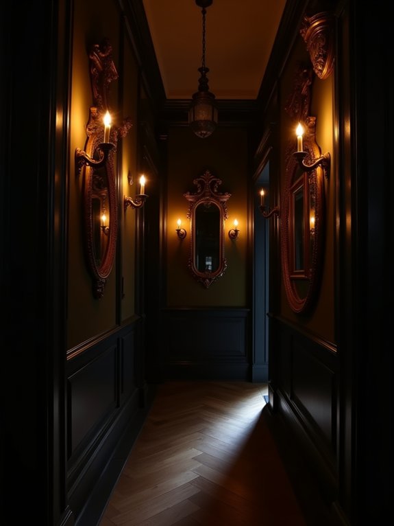 vintage mirrors enhance hallways