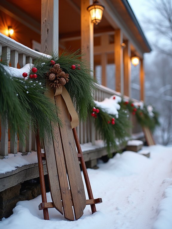 vintage sled holiday centerpiece