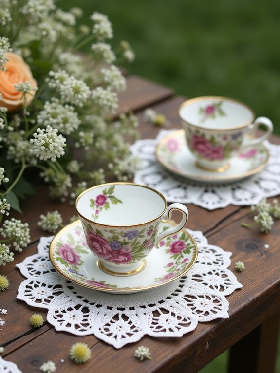 vintage teacups with flowers