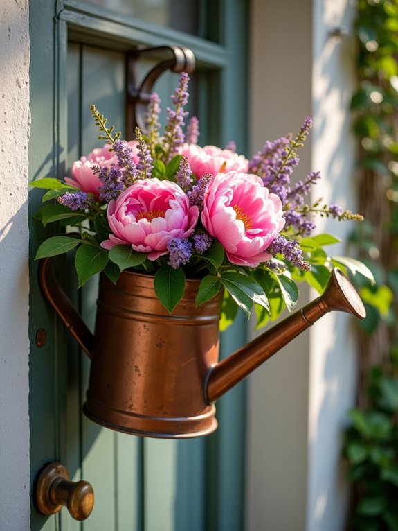 vintage watering can arrangement