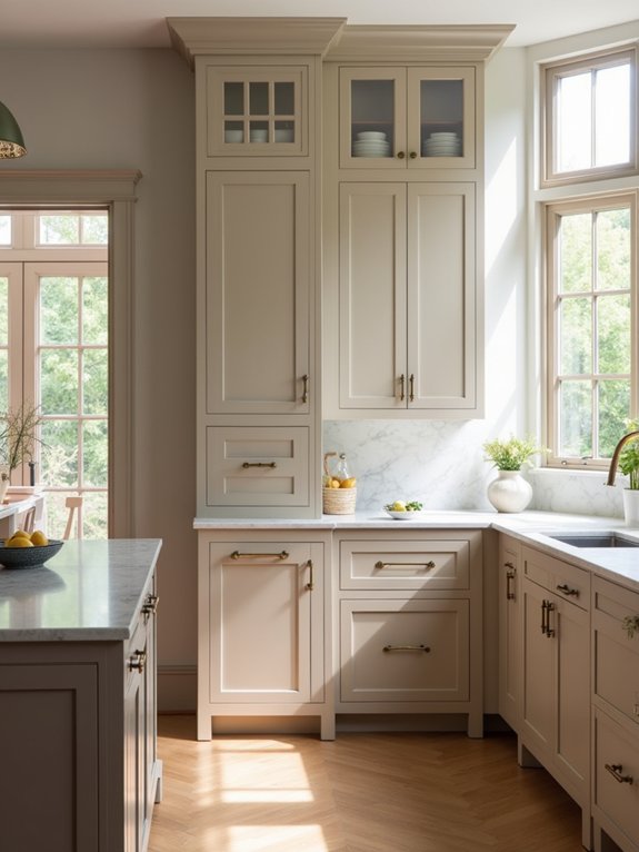 warm greige kitchen cabinets