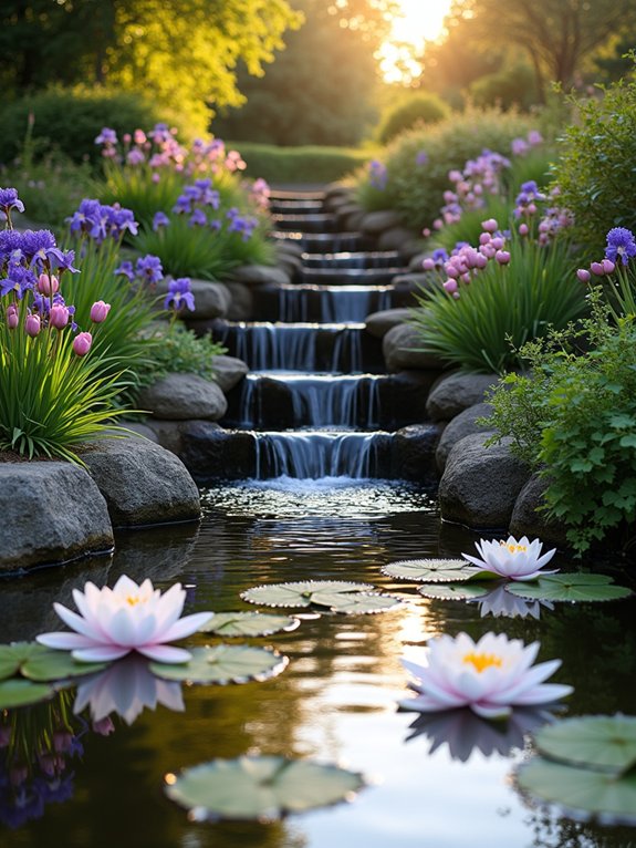 water features and flowers
