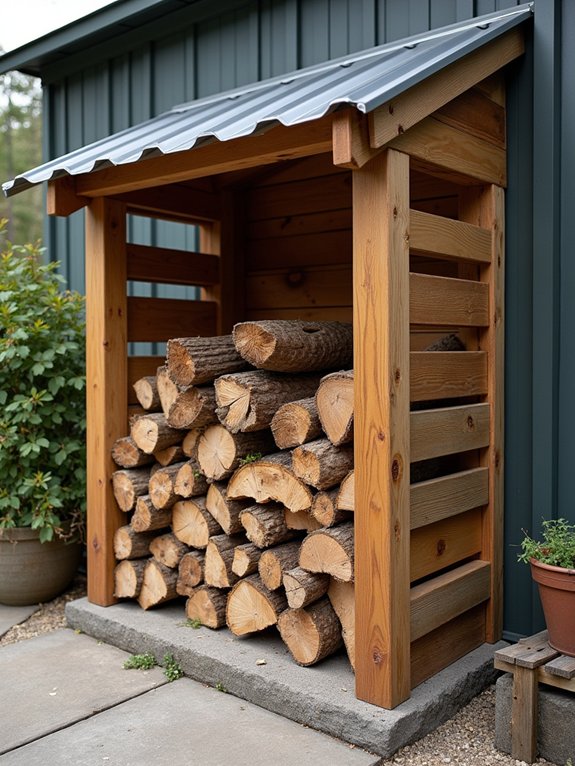 weather protected firewood storage