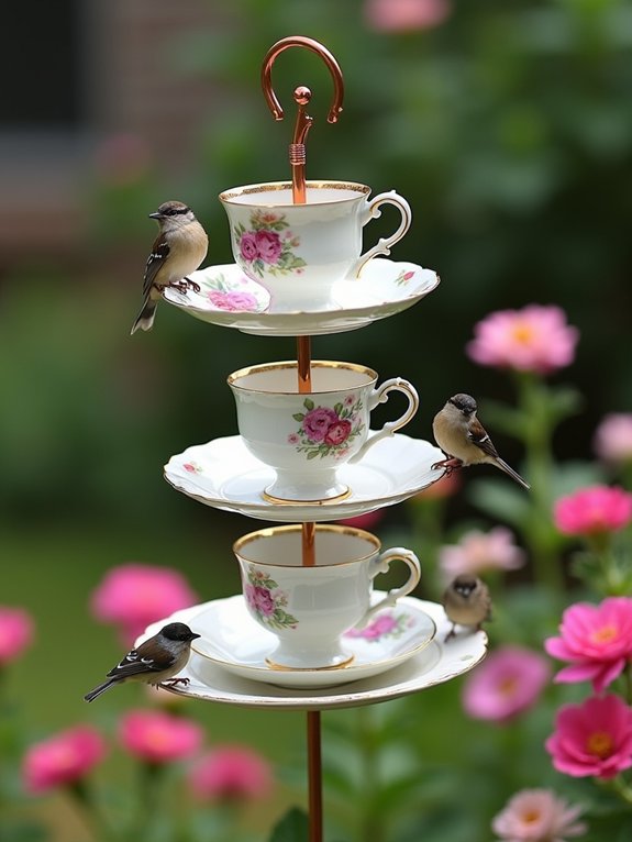 whimsical bird feeder tower