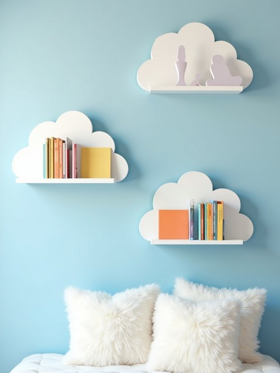 whimsical cloud shaped shelves