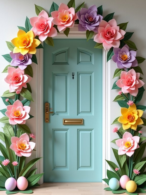 whimsical paper flower arch