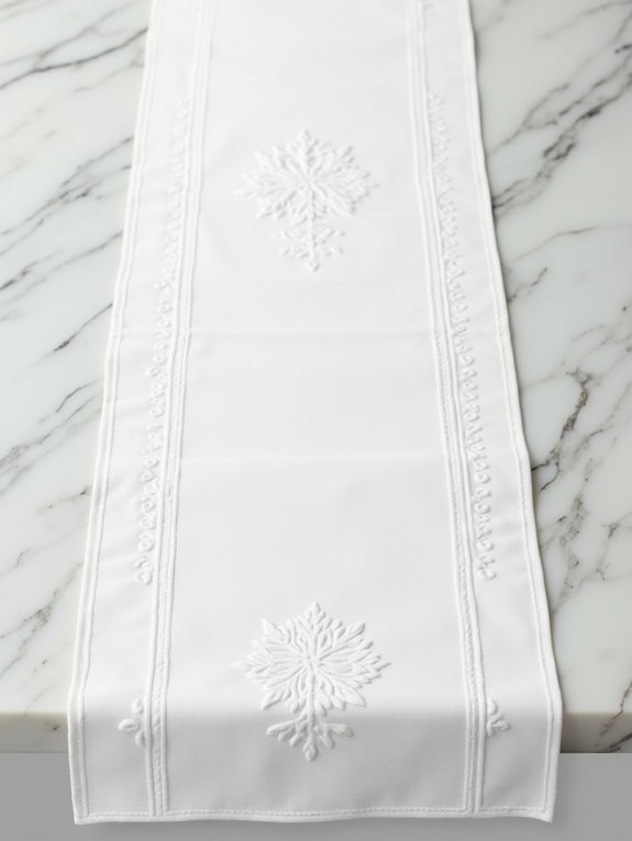 white on white snowflake runner