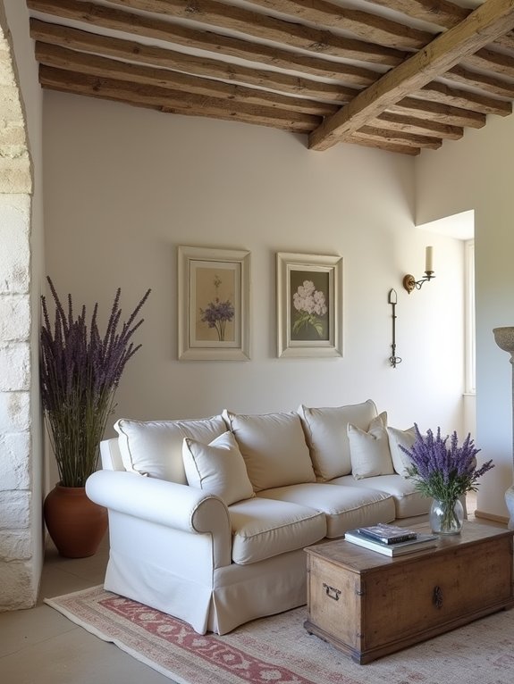 whitewashed rustic wall treatment