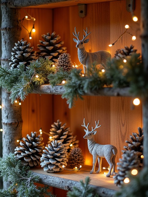 woodland holiday shelf arrangements
