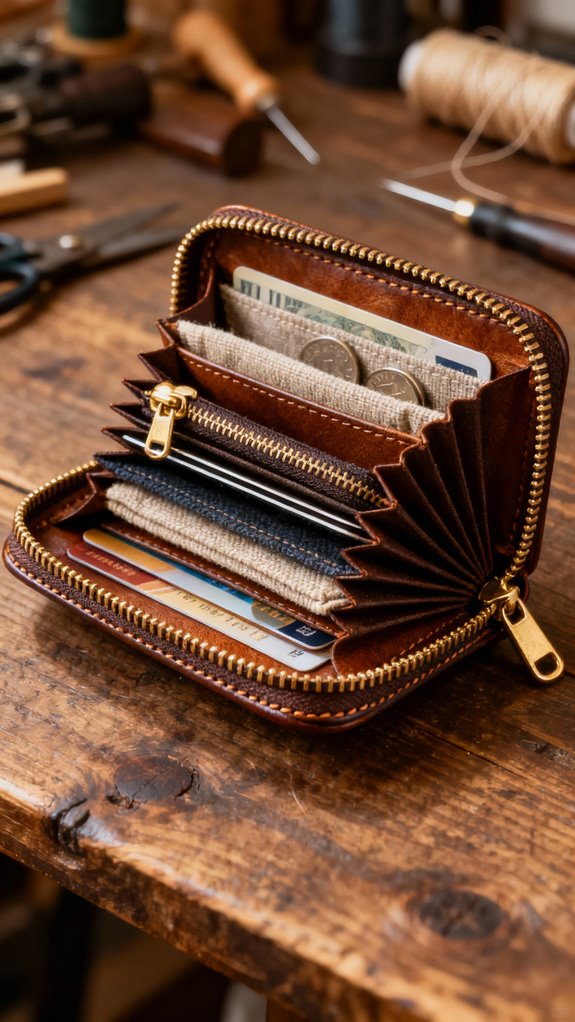 accordion wallet with organization