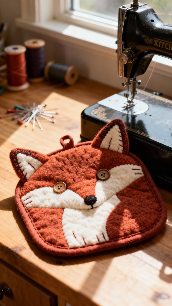 adorable fox shaped hot pad