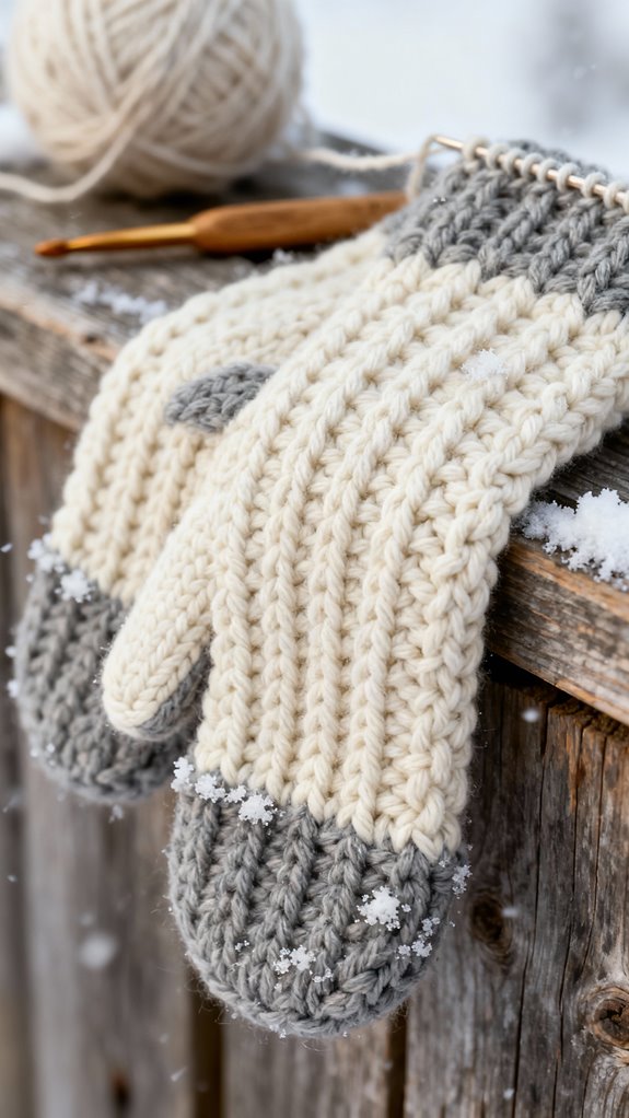 alpine stitch textured mittens