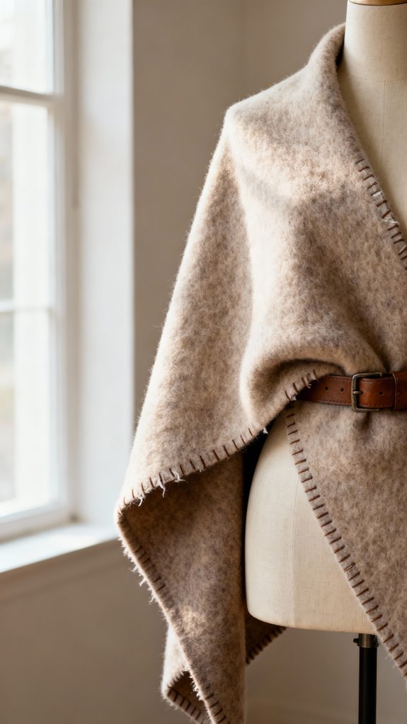 asymmetrical fleece shawl design