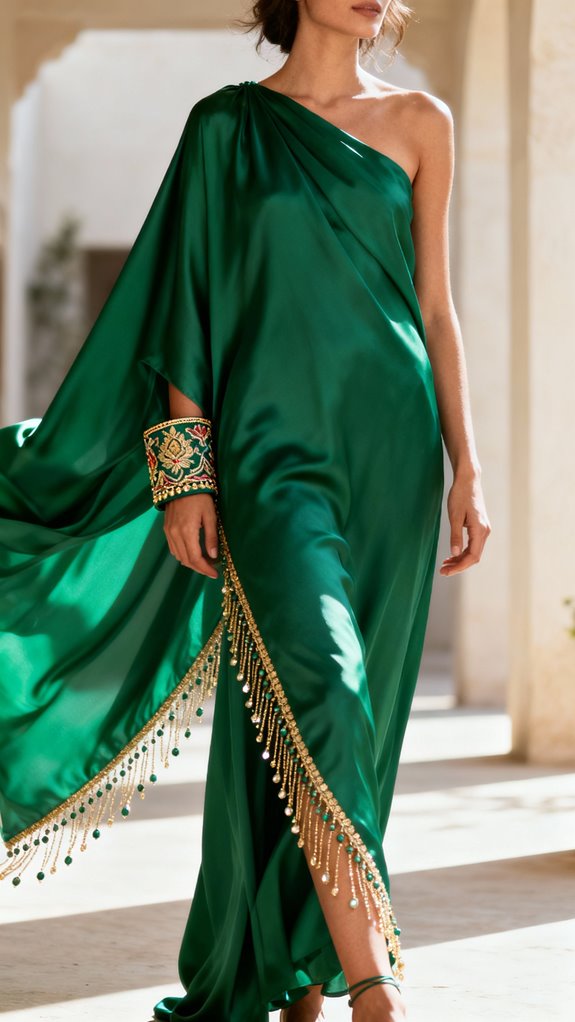 asymmetrical fringe kaftan design