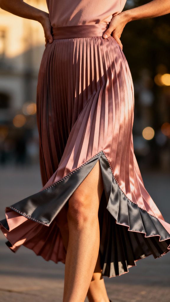 asymmetrical pleated skirt design
