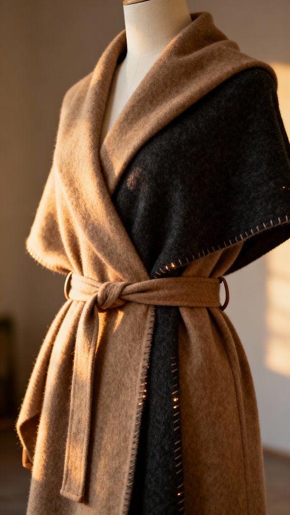 attached belt ties shawl