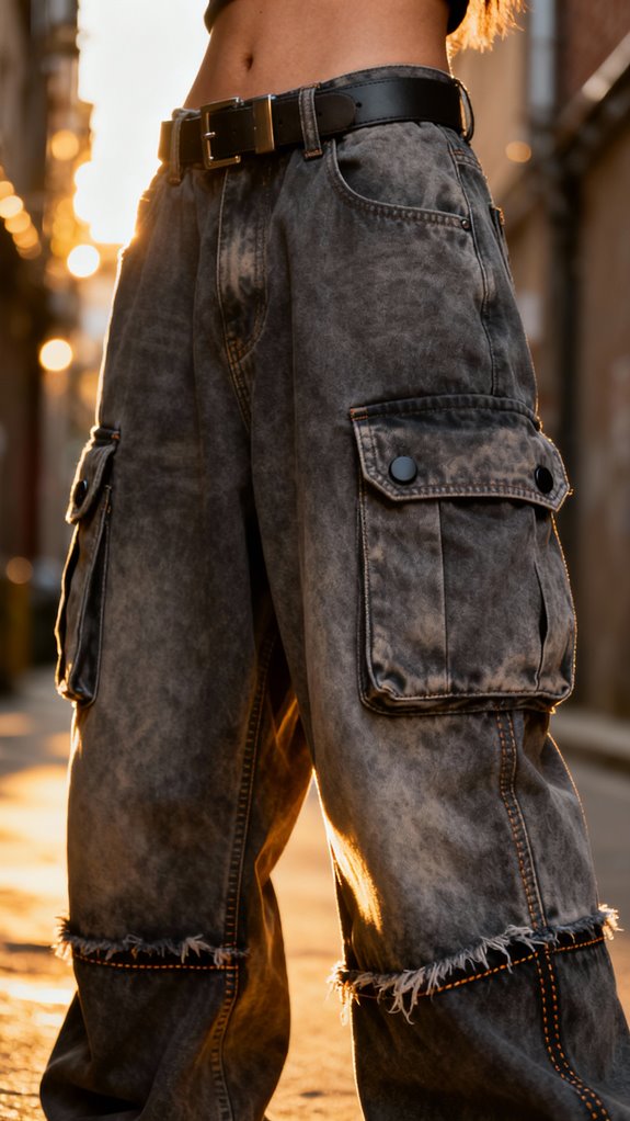 baggy low rise cargo pants