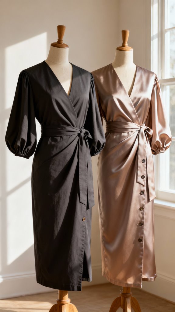 balloon sleeve wrap dress