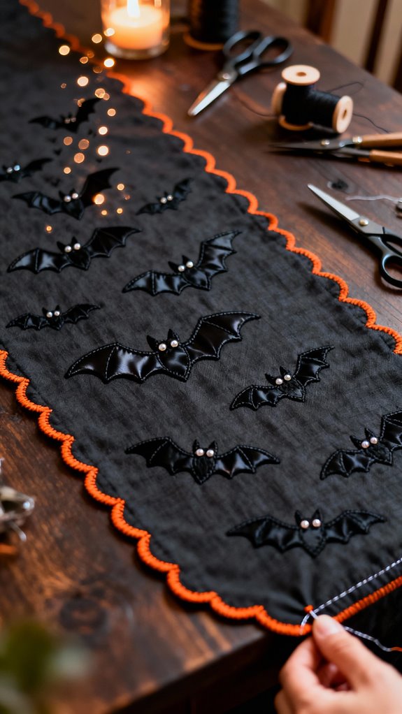 bat themed table runner project